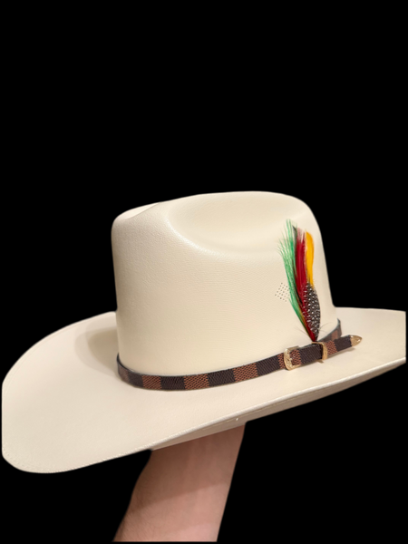 Sombrero Boyz x Louis Vuitton Sombrero / Cowboy Hat 100X copa 4.5 "  or 5" / Falda 3" or 3.5" W Feather Sinaloa Style
