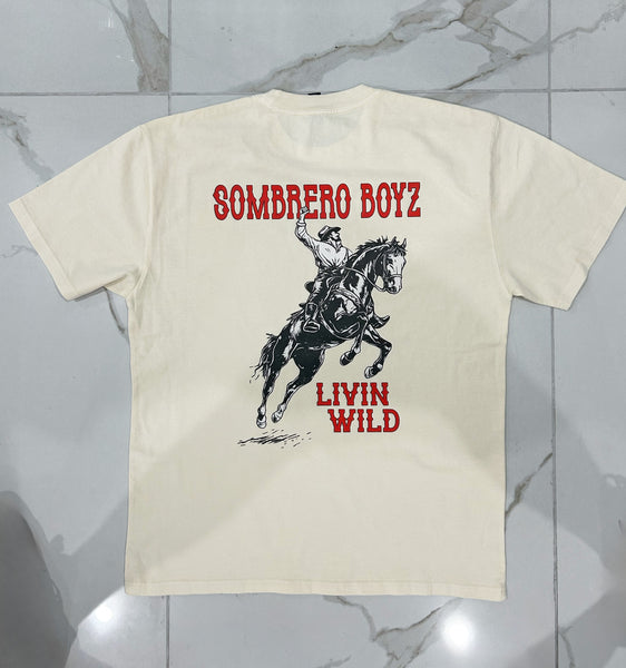 Sombrero Boyz LIVIN WILD SOMBRERO BOY OFF WHITE T-Shirt Oversized